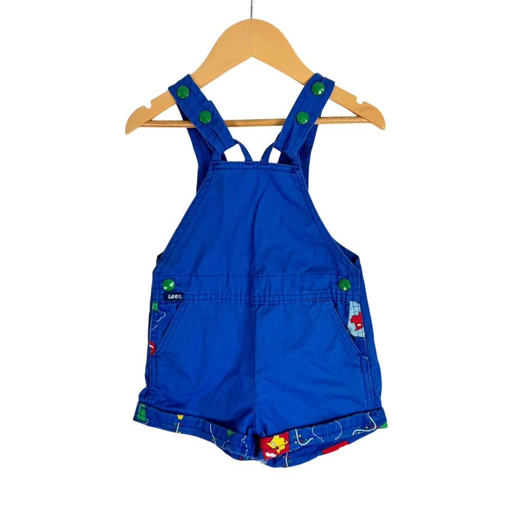Vintage Lee Royal Blue Cuffed Shortalls Overalls 2T